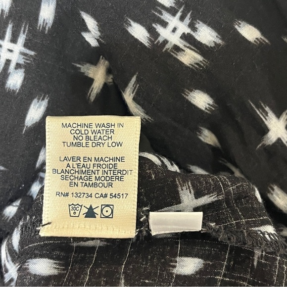 Cloth & Stone Women's Blouse Top Kasuri Hipster Star Print Black White Large - Picture 10 of 14